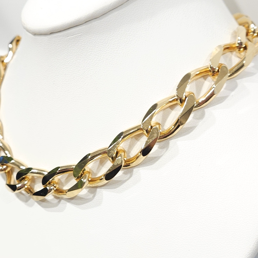 Vintage Christian Dior Curb Chain Necklace 1990s Chunky Gold Tone 16-inch - Picture 14 of 16